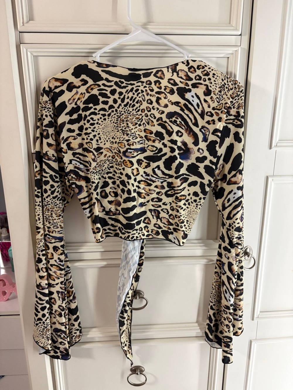 Swimsuits For All Leopard Print Tie-Front Swim Coverup in Black, Tan, Brown - Picture 2 of 2